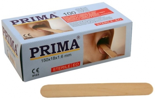 Spatule linguale sterile PRIMA, de lemn, 100 bucati/cutie